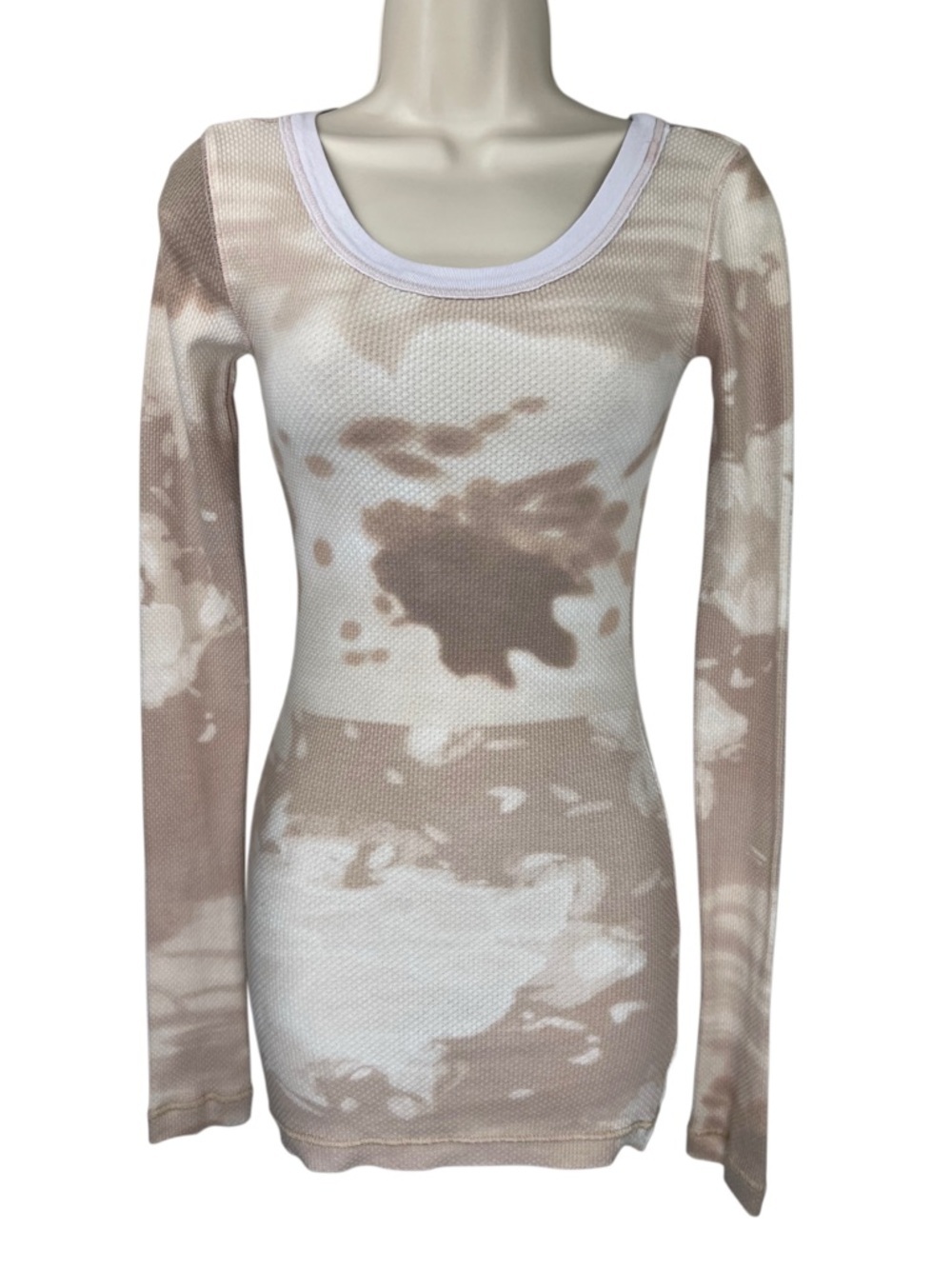 Free People XS Y2K Tie Dye Thermal Bodycon Mini Dress Long Sleeve